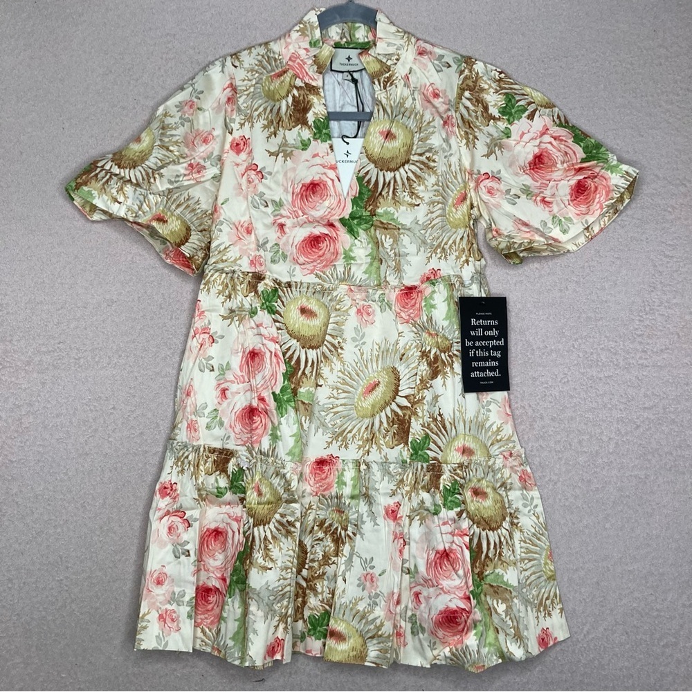 NEW Tuckernuck Floral Crawford Dress Women’s S Cream/Pink/Beige Flowers Spring - Picture 4 of 8